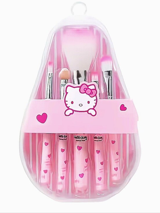 Hello Kitty Other - NWT! Hello Kitty Pink Makeup Brush Set with Case! Cosmetics